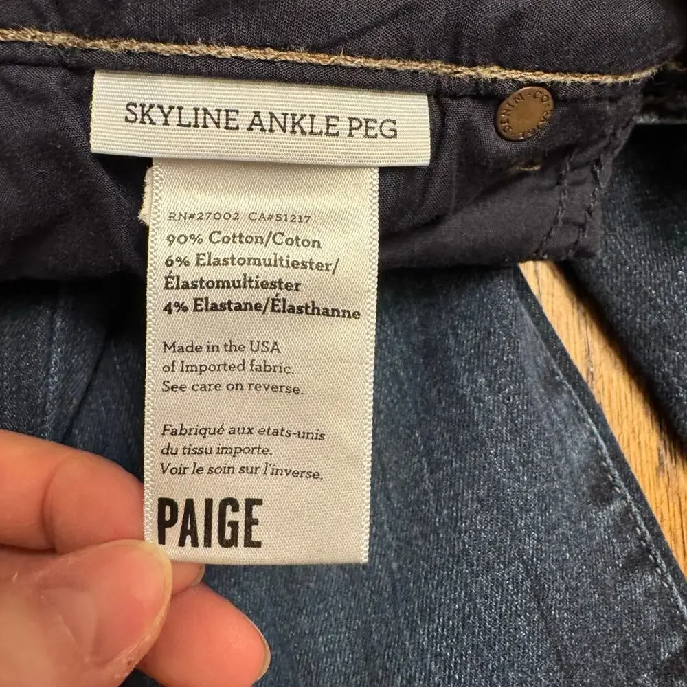 Paige Skyline Ankle Peg Jeans | Size 29 | Dark Wash Slim Fit Stretch Denim - Picture 11 of 12